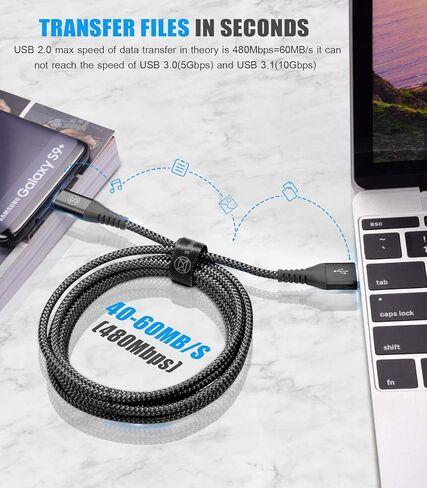 كابل sweguard USB من النوع C شحن سريع 3.1 أمبير [3 عبوات، 6.6 قدم]، شاحن USB-A إلى USB-C سلك مجدول من النايلون لهاتف Samsung Galaxy S21 S20 S10 S9 S8 Plus، Note 20 10، A02S A32 A71، LG stylo 6، Moto جي بلو in Kuwait