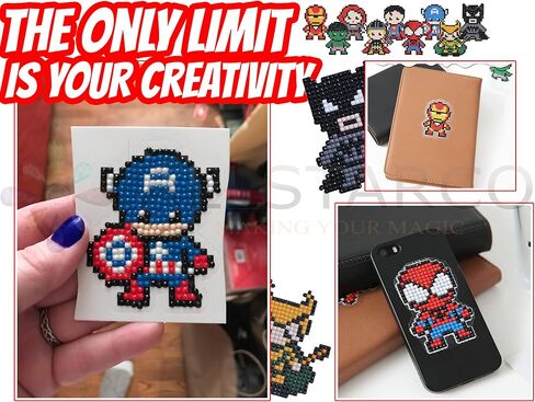 Kids Crafts Gem Art Hero Sticker Kit - Diamond Painting by Numbers with Rhinestones Fun & Easy - includes 9 Super Hero Stickers - Educational Craft Activity for Children Ages 5+ - Over 9 Hours of Fun in Kuwait