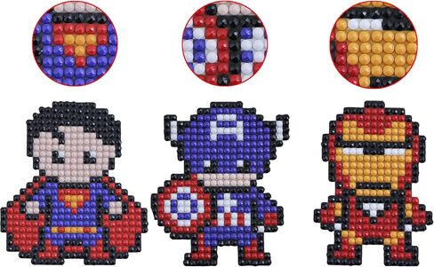 Kids Crafts Gem Art Hero Sticker Kit - Diamond Painting by Numbers with Rhinestones Fun & Easy - includes 9 Super Hero Stickers - Educational Craft Activity for Children Ages 5+ - Over 9 Hours of Fun in Kuwait
