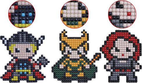 Kids Crafts Gem Art Hero Sticker Kit - Diamond Painting by Numbers with Rhinestones Fun & Easy - includes 9 Super Hero Stickers - Educational Craft Activity for Children Ages 5+ - Over 9 Hours of Fun in Kuwait