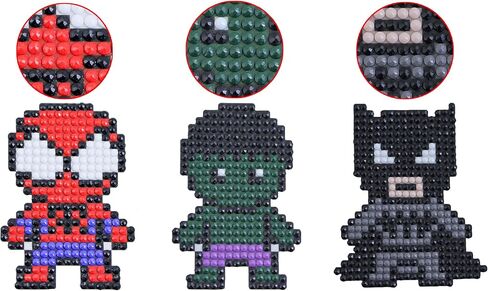 Kids Crafts Gem Art Hero Sticker Kit - Diamond Painting by Numbers with Rhinestones Fun & Easy - includes 9 Super Hero Stickers - Educational Craft Activity for Children Ages 5+ - Over 9 Hours of Fun in Kuwait