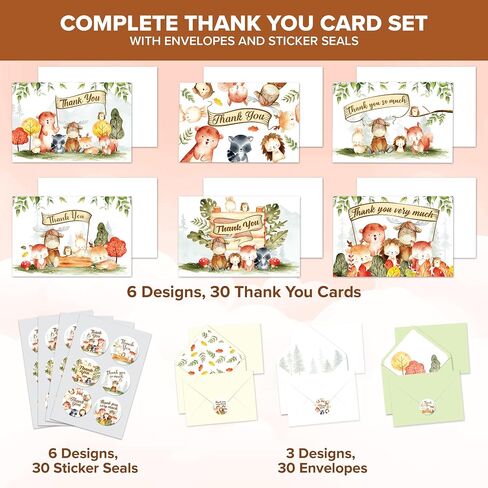 Decorably 30 Pack Glittery 4.9x3.5in Mermaid Thank You Cards with Envelopes and Stickers, 6 Sparkly Designs, Blank Inside, Baby Shower, Weddings, Birthdays in Kuwait