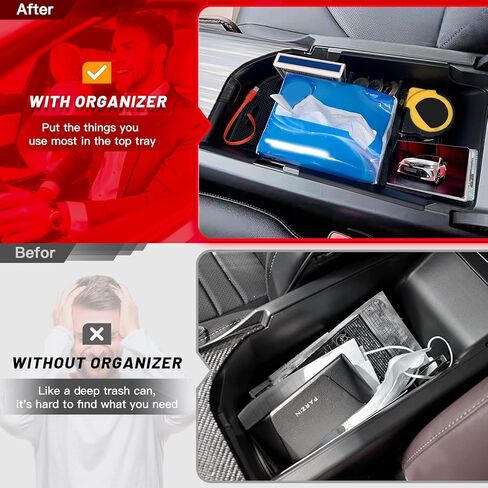 صينية تنظيم وحدة التحكم المركزية متوافقة مع تويو تا كامري 2018-2024، ملحقات داخلية لصندوق تخزين مسند الذراع، عبوة من قطعة واحدة in Kuwait