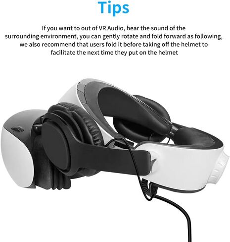 سماعات رأس ستيريو PH2 VR متوافقة مع PS VR 2 - تصميم بمشبك سهل التركيب والإزالة - تبدو أنيقة مع جهاز توجيه الكابل (غطاء للأذنين 75 مم × 90 مم أسود) in Kuwait