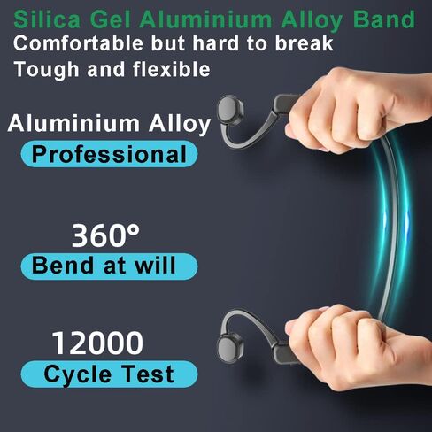 AYI Open Ear Air Conduction Bluetooth Headphone Dual Mic Rotatable Boom Mic Active Noise Cancellation IPX5 Waterproof Bluetooth 5.4 Pain-Free Design for Sports Work Outdoor Activities-DG Black in Kuwait