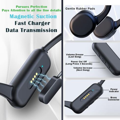 AYI Open Ear Air Conduction Bluetooth Headphone Dual Mic Rotatable Boom Mic Active Noise Cancellation IPX5 Waterproof Bluetooth 5.4 Pain-Free Design for Sports Work Outdoor Activities-DG Black in Kuwait