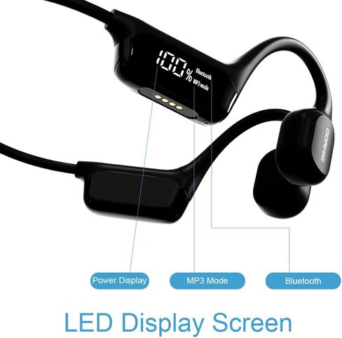 AYI Open Ear Air Conduction Bluetooth Headphone Dual Mic Rotatable Boom Mic Active Noise Cancellation IPX5 Waterproof Bluetooth 5.4 Pain-Free Design for Sports Work Outdoor Activities-DG Black in Kuwait
