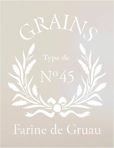 استنسل كيس الحبوب الفرنسي من StudioR12 | استنساخ Farine De Gruau Word Art - قالب مايلر القابل لإعادة الاستخدام | | تستخدم لطلاء ديكور المنزل بنفسك - أثاث الطباشير - بيت المزرعة | اختر الحجم (11.5 بوصة × 15 بوصة) in Kuwait