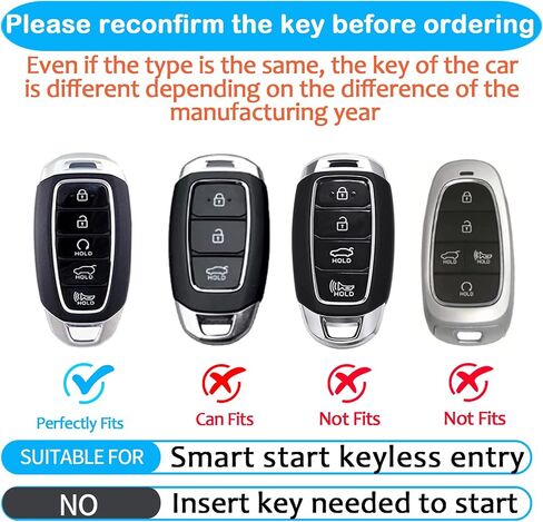 for Hyundai Key Fob Cover Keychain Fit for 2019 2020 2021 Hyundai Fe Palisade Kona Elantra GT Veloster 4 5 Buttons Smart Key Shell Case (Black, 4 Buttons) in Saudi Arabia