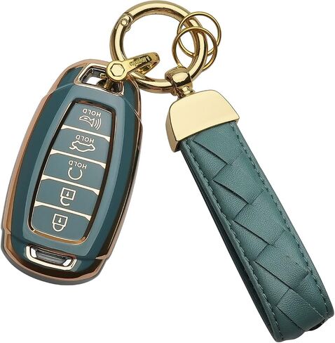 for Hyundai Key Fob Cover Keychain Fit for 2019 2020 2021 Hyundai Fe Palisade Kona Elantra GT Veloster 4 5 Buttons Smart Key Shell Case (Black, 4 Buttons) in Saudi Arabia