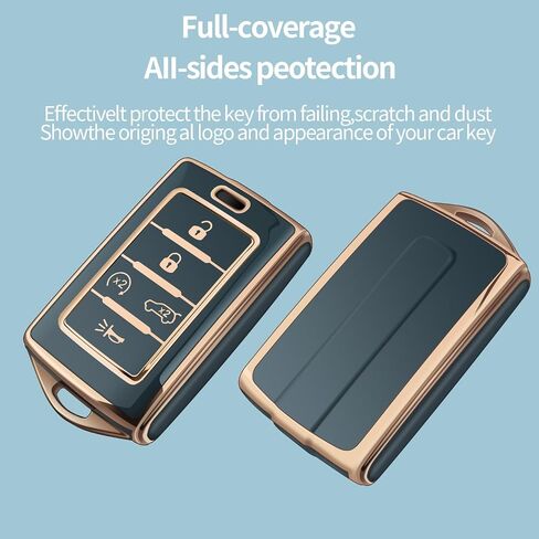 for Jeep Key Fob Cover Keychain Fit for 2024 2023 2022 2021 Grand Cherokee L Grand Wagoneer Smart Key Shell Case (Black, 5 Buttons) in Saudi Arabia