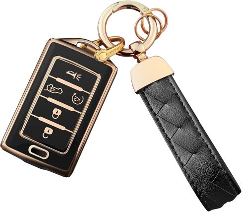 لسلسلة مفاتيح Jeep Key Fob Cover مناسبة لـ 2024 2023 2022 2021 Grand Cherokee L Grand Wagoneer Smart Key Shell Case (أزرق، 5 أزرار) in Kuwait