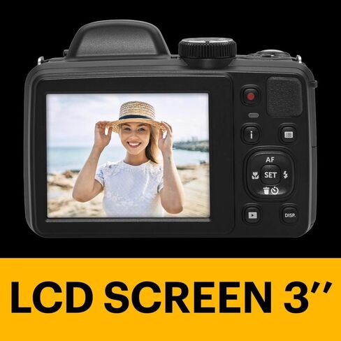 KODAK PIXPRO AZ425-BK كاميرا رقمية 20 ميجابكسل 42X زووم بصري 24 مم عدسة زاوية واسعة 1080 بكسل فيديو عالي الدقة تثبيت الصورة البصرية بطارية ليثيوم أيون 3 بوصات LCD كاميرا تسجيل فيديو (أسود) in Kuwait