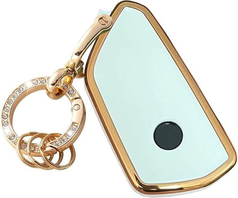 for VW Volkswagen Key Fob Cover Key Fob Shell With KeyChain Fit for VW ID4 ID3 MK8 Golf GTI Skoda Octavia Smart Key (Gold-black) in Kuwait