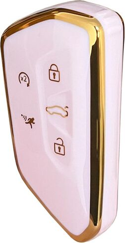 for VW Volkswagen Key Fob Cover Key Fob Shell With KeyChain Fit for VW ID4 ID3 MK8 Golf GTI Skoda Octavia Smart Key (Gold-black) in Kuwait
