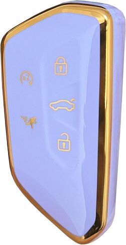 for VW Volkswagen Key Fob Cover Key Fob Shell With KeyChain Fit for VW ID4 ID3 MK8 Golf GTI Skoda Octavia Smart Key (Gold-black) in Kuwait