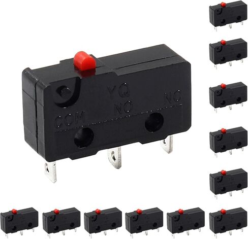 12 قطعة مفتاح حد صغير صغير، 5 أمبير 125 250 فولت تيار متردد SPDT 1NO 1NC، زر عمل سريع نوع مفتاح ميكرو مؤقت، 3 دبابيس، ذراع رافعة بمفصلة طويلة مستقيمة in Kuwait