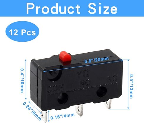 12 قطعة مفتاح حد صغير صغير، 5 أمبير 125 250 فولت تيار متردد SPDT 1NO 1NC، زر عمل سريع نوع مفتاح ميكرو مؤقت، 3 دبابيس، ذراع رافعة بمفصلة طويلة مستقيمة in Kuwait