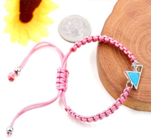 Uloveido Handmade Braided Rope Bracelets with Blue Triangle Mountain Mustard Seed Charm Unisex Mountain Bracelet in Saudi Arabia