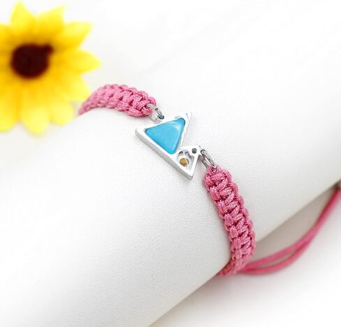 Uloveido Handmade Braided Rope Bracelets with Blue Triangle Mountain Mustard Seed Charm Unisex Mountain Bracelet in Saudi Arabia