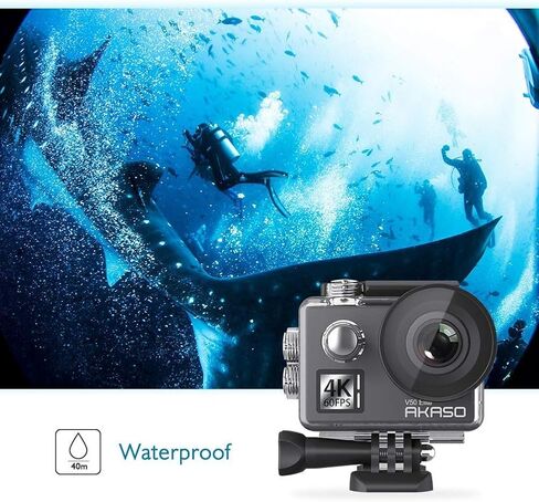 AKASO V50 Elite 4K60fps شاشة تعمل باللمس واي فاي عمل الكاميرا التحكم الصوتي EIS 131 قدم كاميرا مقاومة للماء 8X التكبير التحكم عن بعد in Kuwait
