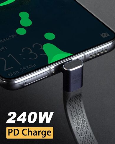 Poyiccot Short USB C Cable, Short USB C to USB C Cable 240W, 40Gbps USB C Cable 5inch, 90 Degree USB C Cable Short Flat FPC USB C Cable 8K PD3.1 USB 4 Cable for Thunderbolt 4, MacBook, Phone in Kuwait