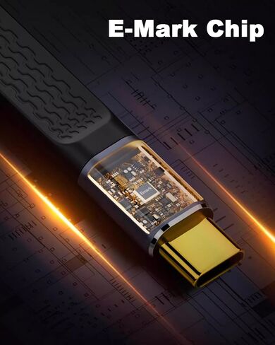 Poyiccot Short USB C Cable, Short USB C to USB C Cable 240W, 40Gbps USB C Cable 5inch, 90 Degree USB C Cable Short Flat FPC USB C Cable 8K PD3.1 USB 4 Cable for Thunderbolt 4, MacBook, Phone in Kuwait