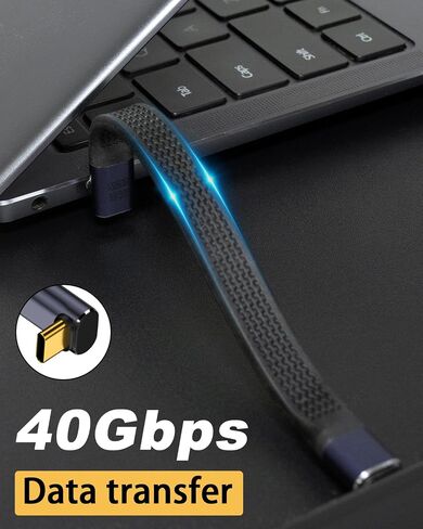 Poyiccot Short USB C Cable, Short USB C to USB C Cable 240W, 40Gbps USB C Cable 5inch, 90 Degree USB C Cable Short Flat FPC USB C Cable 8K PD3.1 USB 4 Cable for Thunderbolt 4, MacBook, Phone in Kuwait