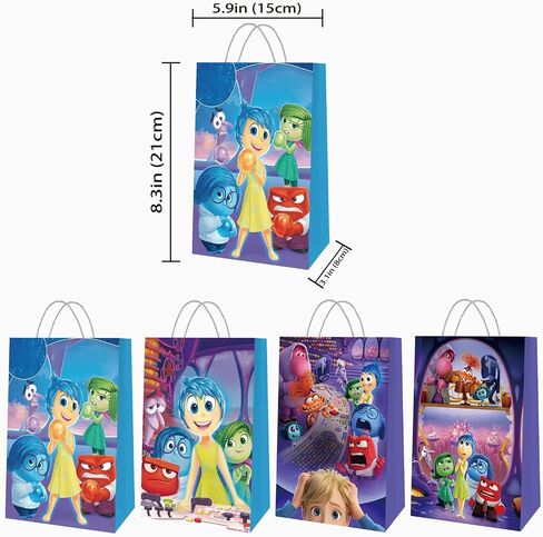 12 Pcs Inside Out Party Paper Gift Bags, 4 Styles Party Favor Bags with Handles for Inside Out Party Decorations,Inside Out Gift Bags for Birthday Party Supplies Favors. in Saudi Arabia