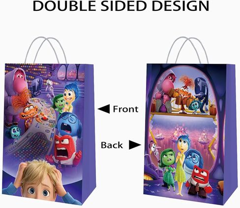 12 Pcs Inside Out Party Paper Gift Bags, 4 Styles Party Favor Bags with Handles for Inside Out Party Decorations,Inside Out Gift Bags for Birthday Party Supplies Favors. in Saudi Arabia