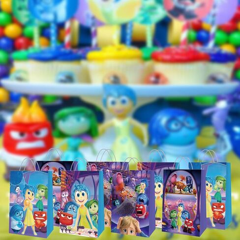 12 Pcs Inside Out Party Paper Gift Bags, 4 Styles Party Favor Bags with Handles for Inside Out Party Decorations,Inside Out Gift Bags for Birthday Party Supplies Favors. in Saudi Arabia