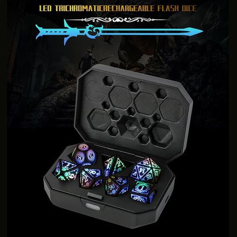 DaMohony LED Dice Set Light up DND Dice with Storage Charging Case RPG Accessories Gifts for Dungeons and Dragons in Saudi Arabia