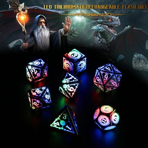 DaMohony LED Dice Set Light up DND Dice with Storage Charging Case RPG Accessories Gifts for Dungeons and Dragons in Saudi Arabia