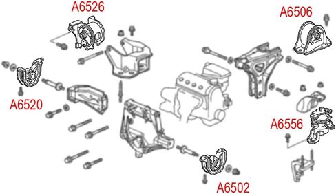 Engine Motor Mount Compatible with Fits 1996-2000 Honda Civic 1.6L 5pcs A6520 A6502 A6556 A6506 50841-SR3-983 50842-SR3-030 50824-S04-013 50810-SR3-981 in Kuwait
