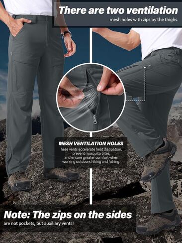 Mens Hiking Pants Quick Cool Dry Tactical Cargo Pants Outdoor Casual Work Waterproof Lightweight for Fishing Safari Camping in Saudi Arabia