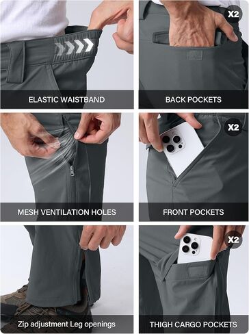 Mens Hiking Pants Quick Cool Dry Tactical Cargo Pants Outdoor Casual Work Waterproof Lightweight for Fishing Safari Camping in Saudi Arabia