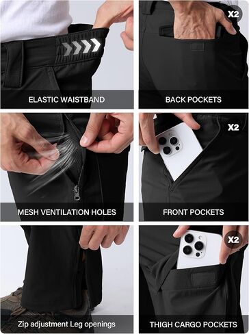 Mens Hiking Pants Quick Cool Dry Tactical Cargo Pants Outdoor Casual Work Waterproof Lightweight for Fishing Safari Camping in Saudi Arabia