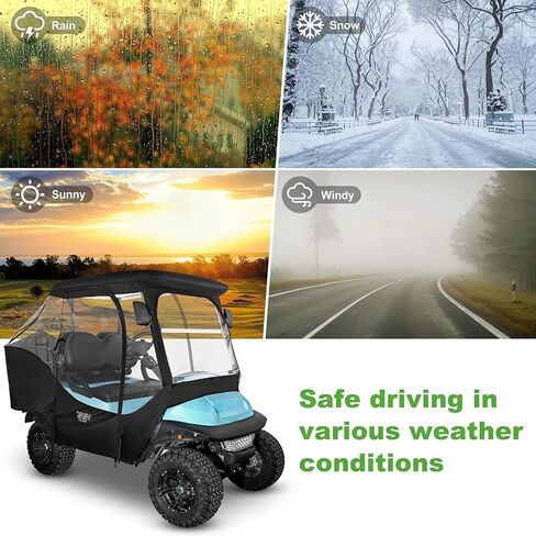 10L0L حاوية عربة الجولف لسيارة النادي 4 غطاء عربة الجولف للركاب 4 جوانب بسحاب أبواب محمولة 360 درجة نافذة شفافة بانورامية (لسيارة النادي السابقة) in Kuwait