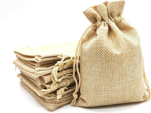 WINBOB 10Pcs Organic Cotton Muslin Bags 4x6 Inch - Small Bulk Muslin Bags With Drawstring - Cloth Drawstring Bags for DIY Craft, Home Decor, Spices, Tea, Gift Sachet, Soap, Candy, Party Favours in Kuwait