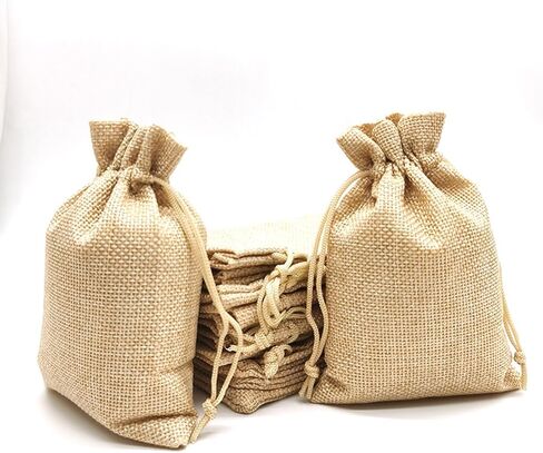 WINBOB 10Pcs Organic Cotton Muslin Bags 4x6 Inch - Small Bulk Muslin Bags With Drawstring - Cloth Drawstring Bags for DIY Craft, Home Decor, Spices, Tea, Gift Sachet, Soap, Candy, Party Favours in Kuwait