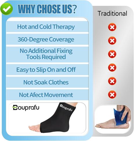 Ankle Ice Pack Wrap for Swelling, Foot Ice Pack Compression Freeze Sleeve for Injuries, Plantar Fasciiti, Achilles Tendonitis Relief, Sprain, Elbow, Knee (L) in Saudi Arabia