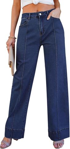luvamia Wide Leg Jeans for Women Trendy High Waist Straight Leg Baggy Jeans Stretchy Denim Pants Trouser Jeans in Saudi Arabia
