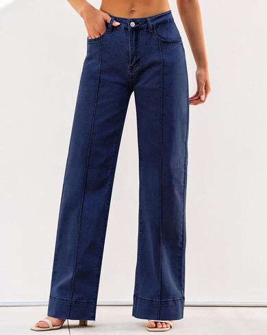 luvamia Wide Leg Jeans for Women Trendy High Waist Straight Leg Baggy Jeans Stretchy Denim Pants Trouser Jeans in Saudi Arabia