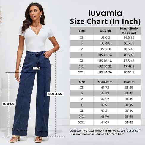 luvamia Wide Leg Jeans for Women Trendy High Waist Straight Leg Baggy Jeans Stretchy Denim Pants Trouser Jeans in Saudi Arabia