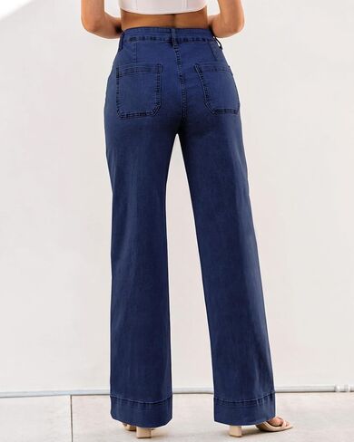 luvamia Wide Leg Jeans for Women Trendy High Waist Straight Leg Baggy Jeans Stretchy Denim Pants Trouser Jeans in Saudi Arabia