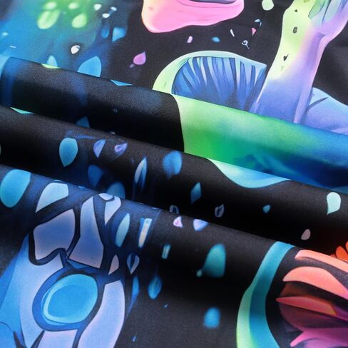 SparkLia Blacklight نسيج الفطر الملون، الأشعة فوق البنفسجية رد الفعل النيون الفن الخيال الغابات يتوهج في الظلام الجدار شنقا المفروشات لغرفة النوم، غرفة المعيشة - 59.1 "× 80" in Kuwait