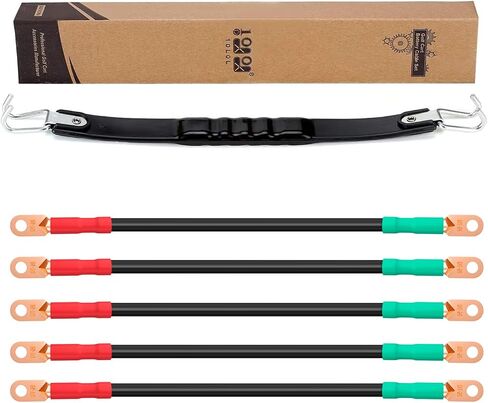 10L0L Golf Cart Battery Cables Fit 48 Volt Club Car DS 1995-UP and 36 Volt Yamaha G2 G8 G9, 5 PCS 14" Golf Cart Battery Cables with Golf Cart Battery Carrying/Lifting Strap in Saudi Arabia
