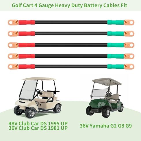 10L0L Golf Cart Battery Cables Fit 48 Volt Club Car DS 1995-UP and 36 Volt Yamaha G2 G8 G9, 5 PCS 14" Golf Cart Battery Cables with Golf Cart Battery Carrying/Lifting Strap in Saudi Arabia