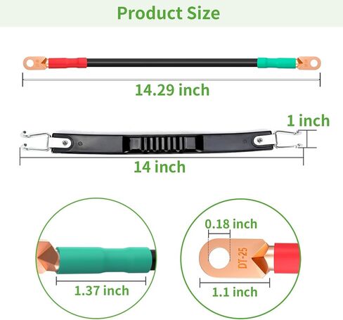 10L0L Golf Cart Battery Cables Fit 48 Volt Club Car DS 1995-UP and 36 Volt Yamaha G2 G8 G9, 5 PCS 14" Golf Cart Battery Cables with Golf Cart Battery Carrying/Lifting Strap in Saudi Arabia