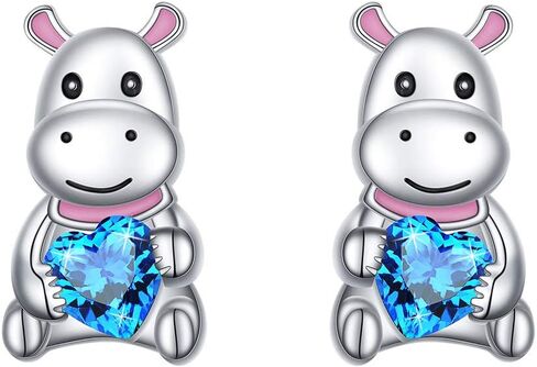 S925 Sterling Silver Cute Animal Cubic Zirconia Love Heart Stud Earrings Gifts for Women Teenager in Saudi Arabia